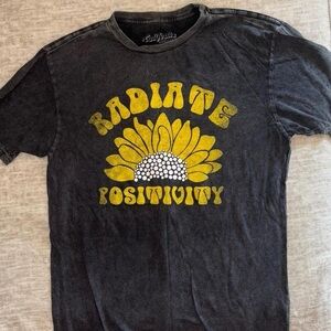 Black Tee with Yellow Sunflower Design
